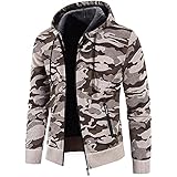 Herren Strickjacke Dicker Cardigan Plüsch Jacke Sportlich Übergang Kapuze Herbst Winter Reißverschluss Gesteift Camouflage Winterjacke Wasserdicht Winddicht Freizeitjacke Leicht Outdoorjacke M