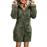 Jumpsuit Damen Kuschelig Pyjama Kurze Hose Langarm Overall Einfarbige Winter Warme Fleece Rompe Reißverschluss Jumpsuit Kapuzen Onesie Kuschelig Schlafanzug Flauschig