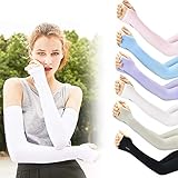 DECARETA 6 Paar Armlinge Radsport Fahrrad Elastisch Bunt Armstulpen UV Schutz Sport Sommer Handstulpen mit Daumenloch für für Damen Herren Radsport Wandern Golf Basketball Fahren Draussen Sp