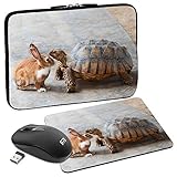 PEDEA Design Tablet PC Tasche 10,1 Zoll (25,6cm) mit Mauspad und schnurloser Maus, Rabbit and T