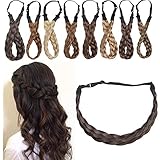 Extensions Haarband geflochtene Braids Haar Haarverlängerung verstellbare Stirnband elastische Stretch Haarteil Beauty-Accessoire für Frauen Dunkelbraun M-2.5cm(1 “)-30g