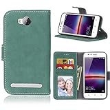 LMAZWUFULM Hülle für Huawei LUA-L21 / Y3 II 4,5 Zoll PU Leder Magnet Brieftasche Lederhülle Gefrostet Design Standfunktion Ledertasche Flip Cover für Huawei LUA-L21 / Y3 II (4,5 Zoll) Grü