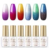 Coscelia UV Nagellack Temperatur Farbwechsel Gel Set 7ml Thermolack Gelnägel Farblacken Set Thermo Nagellack Farbwechsel Maniküre Set für Nagelstudio und Z