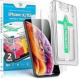 Power Theory Panzerglasfolie für iPhone XS/iPhone X [2 Stück] - Schutzfolie mit Schablone, Panzerfolie, Glas Folie, Displayschutzfolie, Schutzg