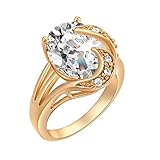 YAZILIND 18K Elegante Gorgeour Solitaire Crystal Weiß Ring Partei Frauen Gold überzogenes Present 8