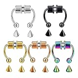 Edelstahl Magnet Nasenring Wiederverwendbare Nicht Piercing Schmuck Nasenseptum Ring Nase Septum Ring, Faux Septum Nasenringe Hufeisen 5 Stück (5pc)