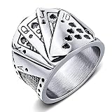 CGHETC Minimalist Unisex Ring Titan Stahl, Single Edelstahlschmuck Persönlichkeit, Eleganter Robustem Zauberer Kartenspielen Retro Für Männer D