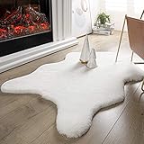 Ashler Ultra weicher Kunstfell-Teppich, für Schlafzimmer, Boden, Sofa, Wohnzimmer, Teppich, Akzent-Teppiche, weiß, 60 x 90