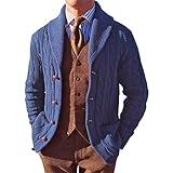 Qienjn Cardigan Herren Slim Fit Einfache Herren Strickjacke Frühling Und Herbst Neu Klassisch All-Match Urlaub Lässig Boutique Herren Pullover A-Dark Blue L