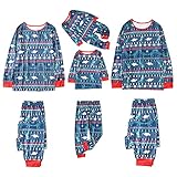 Zilosconcy Weihnachts Pyjama Familie, Weihnachten Pyjamas Baumwolle, Rundhals Langarm Pyjama Weihnachten Familie, Christmas Matching Pyjama Deer Plaid Pyjamas Set Fleecepulli Sweatshirt Familie S