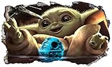 Wandtattoo The Mandalorian Baby Yoda 3D Magic Window Wall Smash Art selbstklebendes Viny
