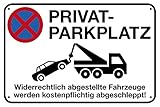 Privatparkplatz Alu-Schild inkl. 4 Lochbohrungen 30 x 20 cm Privatparkplatz - Widerrechtlich abgestellte Fahrzeuge werden kostenpflichtig abgeschleppt Alu-Hinweisschild 3mm stabile Verbundp