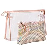 Yusea 2 Stück PVC Make-up Kosmetik Toiletten Artikel Organizer Tasche wasserdichte Reiß Verschluss Klar Aufbewahrung Beutel für Outdoor-R