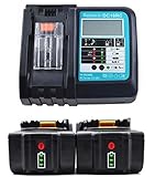 Ersatz Ladegerät mit 2X Akku 18V 4.0Ah für Makita Baustellenradio BMR100 BMR102 DMR100 DMR110 DMR101 DMR103B BMR104 BMR103 DMR104 DMR105 DMR106 DMR102 DMR109 DMR108 DMR107 18 Volt R