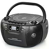 KOIJWWF Radio CD-Player Tragbare Boombox mit digitalem UKW-Radio/Bluetooth/USB/AUX-in/Kopfhörer/LCD-Display/Stereo Enhanced, Fernbedienung