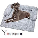 Weiche Plüsch-Hundematte für Sofa, beruhigendes Hundebett, sehr weiches Fell Haustierbett, waschbar, Kissen, Möbelschutz, Haustierbett für Hunde und Katzen,S Light Gray