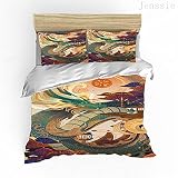 Meimall Jugendbett-Set, Kinderbettwäsche, Illustration Drache Tier Linie 240X200 cm Für Jungen Und Mädchen, Teenager-Bettwäsche-Set, 3D-Digitaldruck Polyesterfaser Ist Super W