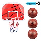 DBREAKS Basketballkorb fürs Zimmer, Enthält 1 Mini Basketball Korb, 3 Bälle, 1 Bälle Pump, Backboard zum an die Tür hängen für Kinder Junge Mädchen ab 6 7 8 J