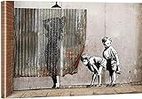 Lustige Banksy Leinwand Kunst Graffiti Wandkunst (Peeping Shower Boys) Kunst Leinwand Badezimmer Wandbild Wohnzimmer Wohnkultur (30x40cm/12x16inch) Interner R