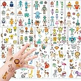 20 Blätter Temporäre Tattoos Tier Tattoos Set Roboter Tattoos für Kinder Mädchen Jungen Cartoon-Tattoo-Aufkleber-Set Klebetattoos,Kindergeburtstag Mitgebsel,F