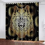 YTSDBB Verdunkelungsvorhang ​Kinderzimmer Wolf Tier dreidimensional B 160 x H 115 cm 3D Digitaldruck Druckmuster Öse Thermisch isoliert 90% für Schlafzimmer Wohnzimmer ​Kinderzimmer Junge mit M