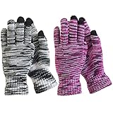 TrailHeads Damen Handschuhe Space Dye Touchscreen Knit Gloves, Schwarz/Hellviolett, Einheitsgröß