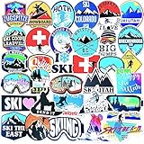 Skiaufkleber (50 Stück) und Aufkleber für Helm Snowboard Skifahren Abenteuer Camping Outdoor Reisen Wandern Wasserflasche Laptop Gepäck Kühler Ski Helm Aufkleber Abnehmbare W