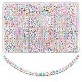 TOAOB 960 Stück 6x6mm Weiß Buchstabenperlen Bunten Wort A bis Z mit Liebe Herz Würfel Acryl Spacer Perlen für Armbänder Halsketten Schmuckherstellung