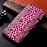 GGOIl Strauß Echtleder Hülle Für iPhone 13 12 Mini 12 11 Pro Max X XR XS Max 5 5s SE 6 6s 7 8 Plus Magnetische Klapphülle,Rosa,Für iPhone 12 Pro Max