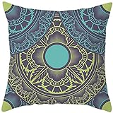 Banemi Kuschel Kissenbezug, Mandala Muster Blau Grau Polyester für Schlafzimmer Sofa 50X50