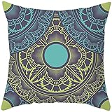 Banemi Kuschel Kissenbezug, Mandala Muster Blau Grau Polyester für Schlafzimmer Sofa 50X50