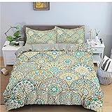 Bettset Queen Size Bettdecke 3D Böhmische Blumenart Flauschiger Bettbezug Queen Size Bettdecken & Sets Leichter Bettbezug-86x94inch mit 2