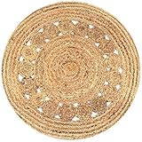 vidaXL Teppich Design Flechtmuster Handgefertigt Jute 90cm Rund W