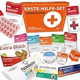 Miesepeter Sanikasten | ERSTE-HILFE-SET | Geschenkbox, witziges Geschenkeset Weihnachtsgeschenk lustiges Geburtstagsgeschenk | Mit süßen und lustigen Leckereien (X-Mas Edition)