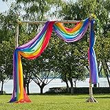 PONY DANCE Querbehang Dekoschals für Fenster Gardine - Voile Gardinen Transparent Gardinenschals für Himmelbett & Hochzeit Deko, 1 Stück H 548 x B 152 cm, Regenbogen-1