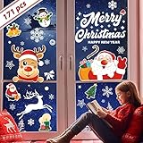 171 Fensterbilder Weihnachten Selbstklebend, Qhui Weihnachtsdeko Fenster Wiederverwendbar, PVC Fensterdeko Weihnachten Aufkleber Beidseitig Sichtbare, Schneeflocken Fensterdeko, Winter Weihnachts Dek