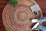 IMPEXART PVT LTD Chindi Teppich Runder Juteteppich Natürliche Hand 122X122 cm Gewebte Jutematte für Wohnzimmer Vintage Reversible 100% biofreundlicher dekorativer Teppich für die Wohnkü