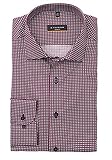 eterna Slim Fit Businesshemd Langarm New Kent Kragen Muster rot/weiß Größe 38