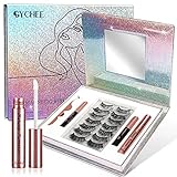 Magnetische Wimpern, 3D Magnet Wimpern mit Eyeliner Set-Mit 7 Paare Wiederverwendbare Magnetwimpern, 2 Wasserdichtem Magnetischer Eyeliner, 1 Make-Up Entferner und Pinzette - Kein Kleber Benötig