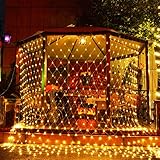 Jxdden Garten Mesh Lichter, Lichternetz Auen wasserdichte Deko Led Lichterkette mit Heckstecker Weihnachts Beleuchtung für Weihnachten Hochzeitsfeier Warmwei 3m x 2m (118inch x 79inch)