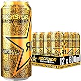 Rockstar Energy Drink Hemp Original - Koffeinhaltiges Erfrischungsgetränk für den Energie Kick, EINWEG (12x 500ml)