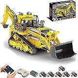 Technic Bagger und Bulldozer 2 in 1 Modell Bausatz, 2.4Ghz/APP RC Pneumatisch Ingenieurfahrzeug Fernbedienung mit Motor, 3963 Klemmbausteine Kompatibel mit Lego Technic dy