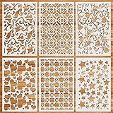OOTSR 6 Stück Schablonen Set, Schablonen Wiederverwendbar, Zeichnung Malschablonen Kunststoff Schablonen Vorlagen für Holz, Boden, Möbel Wandgestaltung, DIY Scrapbooking, 26.2x17.8