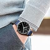 LONGSHUO Welly MERCK Herrenuhren Lederquarz Analog Schweizer Bewegung 4 2mm Dünne Edelstahl-Mans mit Italienischer Lederband 5atm Wasserdicht (Color : A)