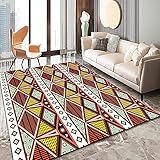 AJFZZV Teppich, Vintage Blau Abstrakt Mandala Blumen Blumenmuster Boho Ethnic Extra Large Indoor Bedruckter Boden Teppich rutschfest Waschbar Teppiche Für Wohnkultur Schlafzimmer W