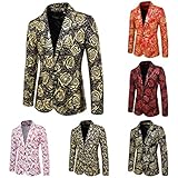 Sunnyuk Herren Floral Smoking Anzugjacke Slim Fit Dinnerjacke Party Prom Hochzeit Blazer Jack