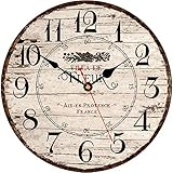 Toudorp 14 Zoll Wanduhr Hölzerne Französischer Landhausstil Leise Wanduhr Leicht zu Lesen Batteriebetrieben Home Dekorativ Retro W