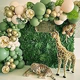Sumtoco Luftballon Girlande, Grüne Gold Ballons Geburtstag Party Deko mit Konfetti Ballons für Kinder Jungen Dschungel Geburtstagsdeko, Babyparty, Hochzeit, Abschluss, Safari Party Dek