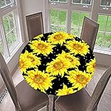 FANSU Runde Tischdecke Garten Abwaschbar, 3D Sonnenblume Motiv Serie Polyester Fleckschutz Tischdecken für Gartentisch, Outdoor in Kiche, Haushalt & Wohnen (Schwarz,Durchmesser 160cm)