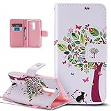 Kompatibel mit LG Spirit Hülle,LG Spirit Handyhülle,Bunte Gemalt Malerei Muster PU Lederhülle Handyhülle Taschen Handy Tasche Flip Wallet Ständer Schutzhülle für LG Spirit,Schmetterlings B